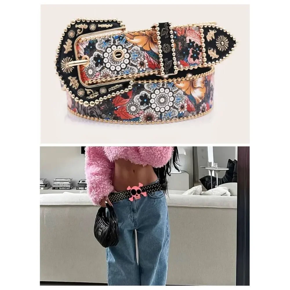 Vintage floral buckle belt